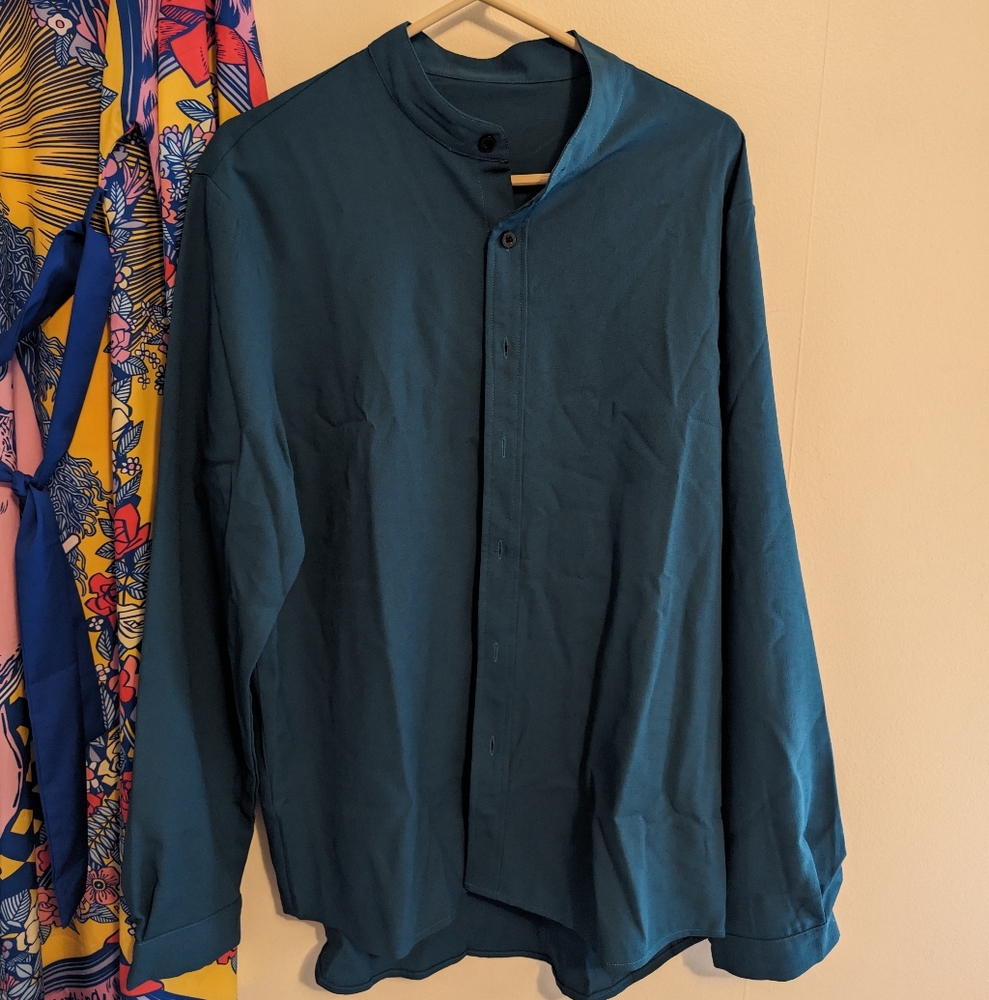 Monk Collar Dress Shirt Peacock sz M